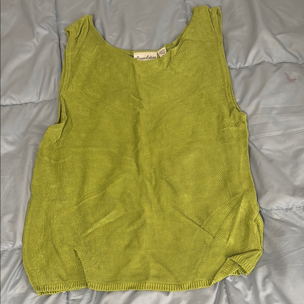 Chico’s Private Edition Green Sleeveless Tank Top